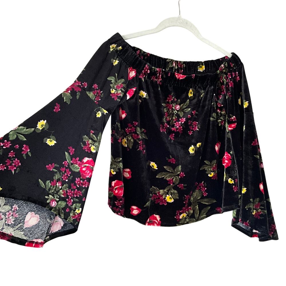 Design Lab Dark Floral Velvet Blouse: Modern